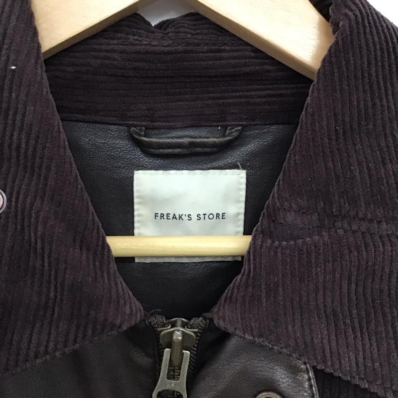 フリークスストア FREAK S STORE ジャケット、上着 ジャンパー、ブルゾン ジップアップジャケット アウター フェイクレザージャケット L 無地 茶 / ブラウン /  メンズ USED 古着 中古 10150573
