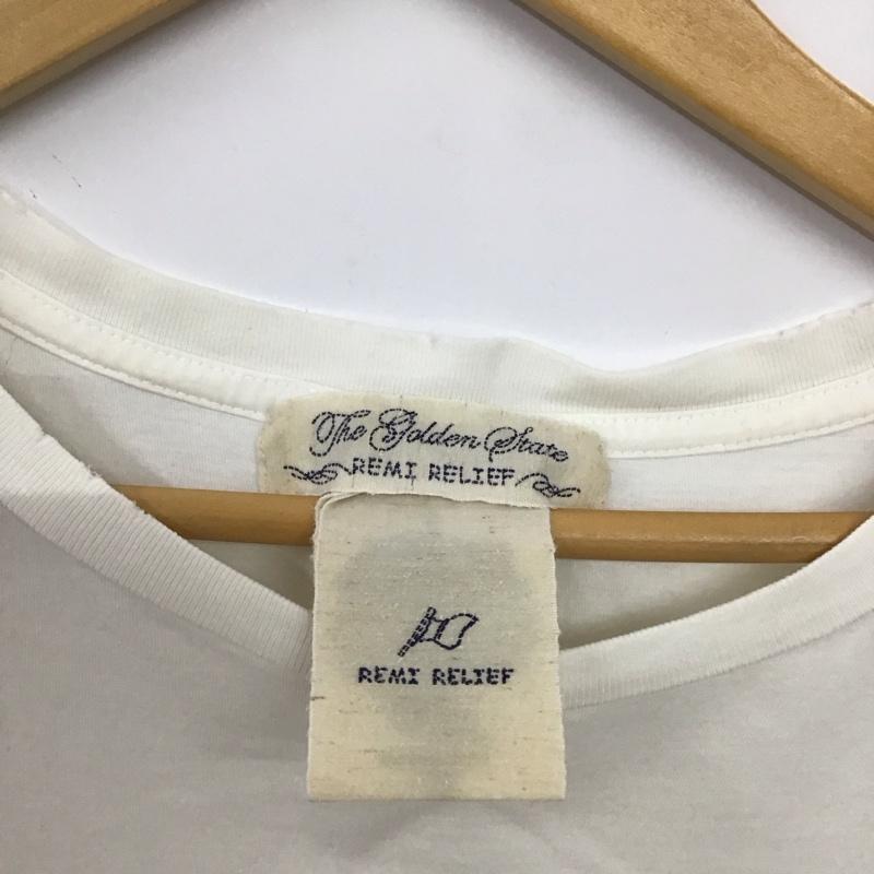 レミ レリーフ REMI RELIEF Tシャツ 半袖 半袖カットソー プリントTシャツ クルーネックカットソー XL 無地 アイボリー / アイボリー /  メンズ USED 古着 中古 10150594