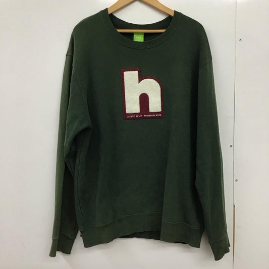 ハフ HUF トレーナー 長袖 長袖トレーナー スウェット クルーネック プルオーバー XL ロゴ、文字 緑 / グリーン /  メンズ USED 古着 中古 10150606