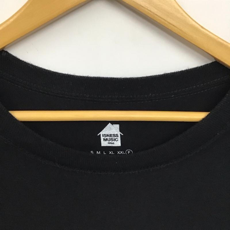 イズネス ミュージック ISNESS MUSIC カットソー 長袖 長袖カットソー プリントTシャツ クルーネック FREE ロゴ、文字 黒 / ブラック /  メンズ USED 古着 中古 10150613