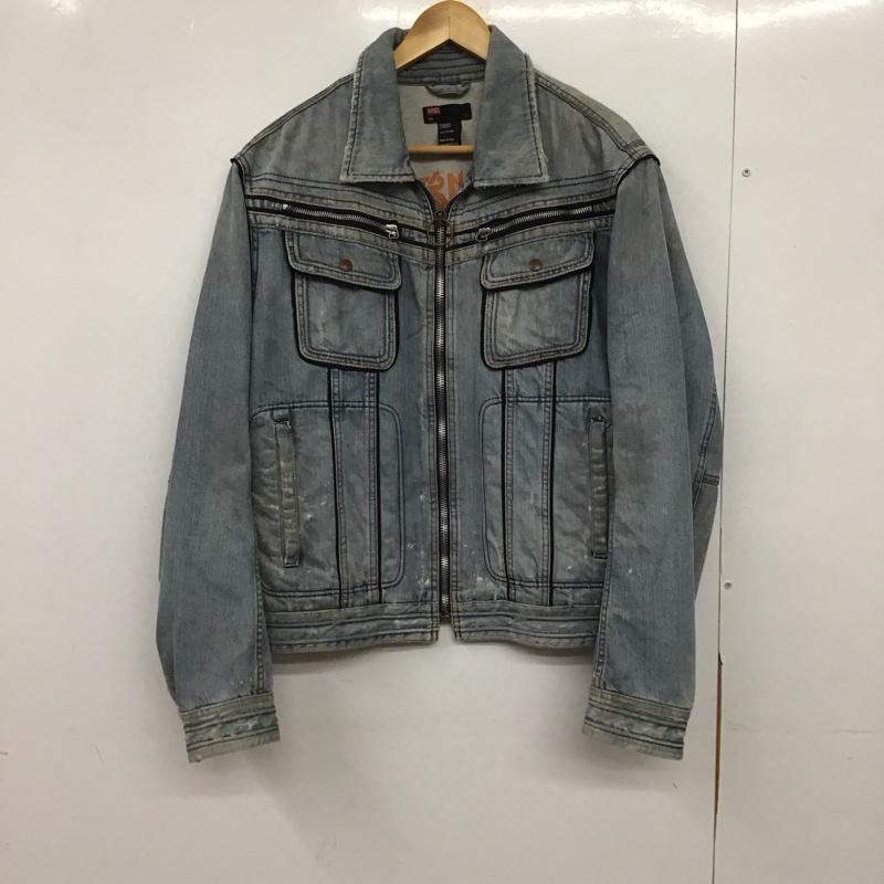 ディーゼル DIESEL ジャケット、上着 ジャンパー、ブルゾン ジップアップジャケット デニムジャケット Gジャン L 無地 X ダメージ加工 インディゴ / インディゴ /  メンズ USED 古着 中古 10150615