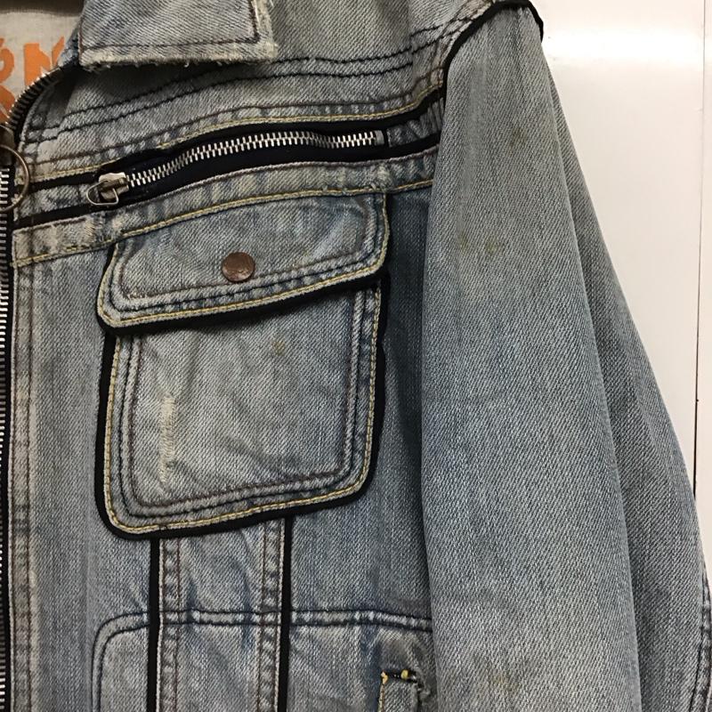 ディーゼル DIESEL ジャケット、上着 ジャンパー、ブルゾン ジップアップジャケット デニムジャケット Gジャン L 無地 X ダメージ加工 インディゴ / インディゴ /  メンズ USED 古着 中古 10150615