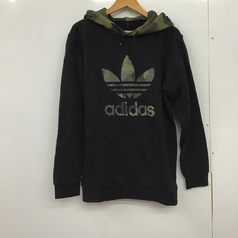 アディダス adidas パーカー 長袖 fm3358 長袖パーカー プルオーバーパーカー ロゴ、文字 黒 / ブラック /  メンズ USED 古着 中古 10150627