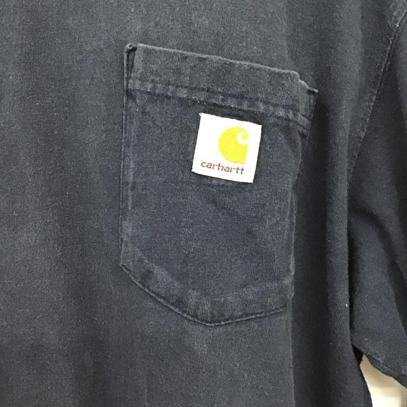 カーハート Carhartt カットソー 長袖 長袖カットソー クルーネックカットソー プリントカットソー M ロゴ、文字 紺 / ネイビー /  メンズ USED 古着 中古 10150659