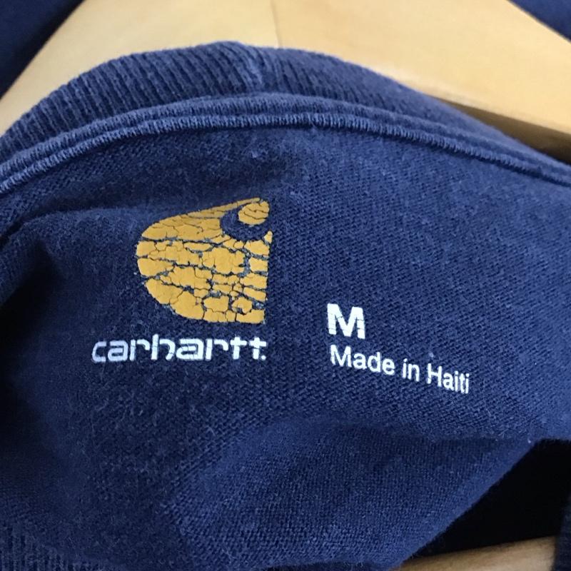 カーハート Carhartt カットソー 長袖 長袖カットソー クルーネックカットソー プリントカットソー M ロゴ、文字 紺 / ネイビー /  メンズ USED 古着 中古 10150659