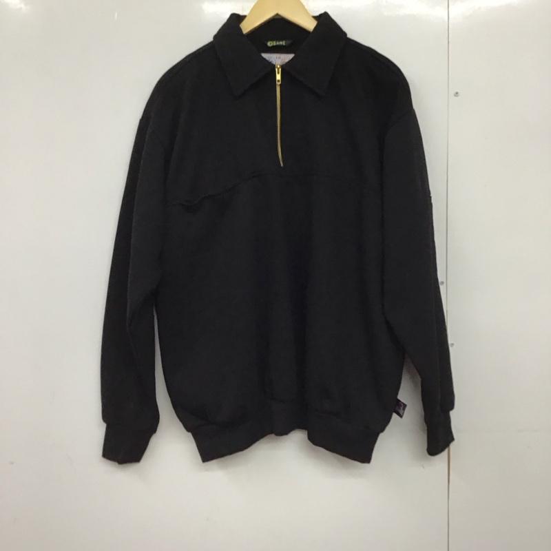 ゲームウェア スポーツウェア GAME WINNER SPORTS WEAR トレーナー 長袖 長袖トレーナー スウェット ジップアップネック プルオーバー L 無地 黒 / ブラック /  メンズ USED 古着 中古 10150668