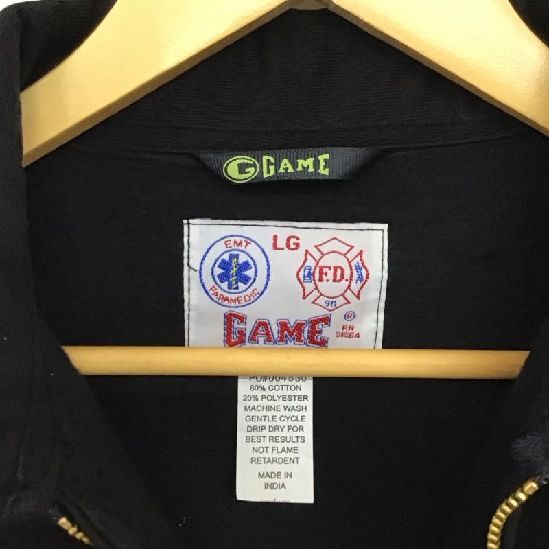 ゲームウェア スポーツウェア GAME WINNER SPORTS WEAR トレーナー 長袖 長袖トレーナー スウェット ジップアップネック プルオーバー L 無地 黒 / ブラック /  メンズ USED 古着 中古 10150668