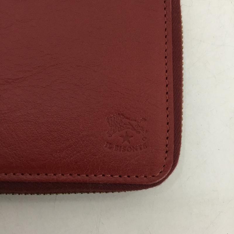 イルビゾンテ IL BISONTE 財布 二つ折り ラウンドファスナー レザー ロゴ、文字 赤 / レッド /  メンズ USED 古着 中古 10150678