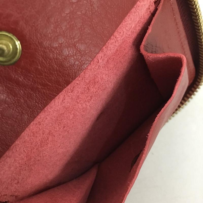 イルビゾンテ IL BISONTE 財布 二つ折り ラウンドファスナー レザー ロゴ、文字 赤 / レッド /  メンズ USED 古着 中古 10150678