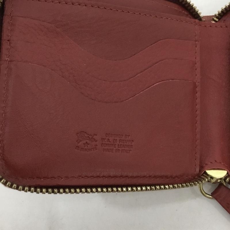 イルビゾンテ IL BISONTE 財布 二つ折り ラウンドファスナー レザー ロゴ、文字 赤 / レッド /  メンズ USED 古着 中古 10150678