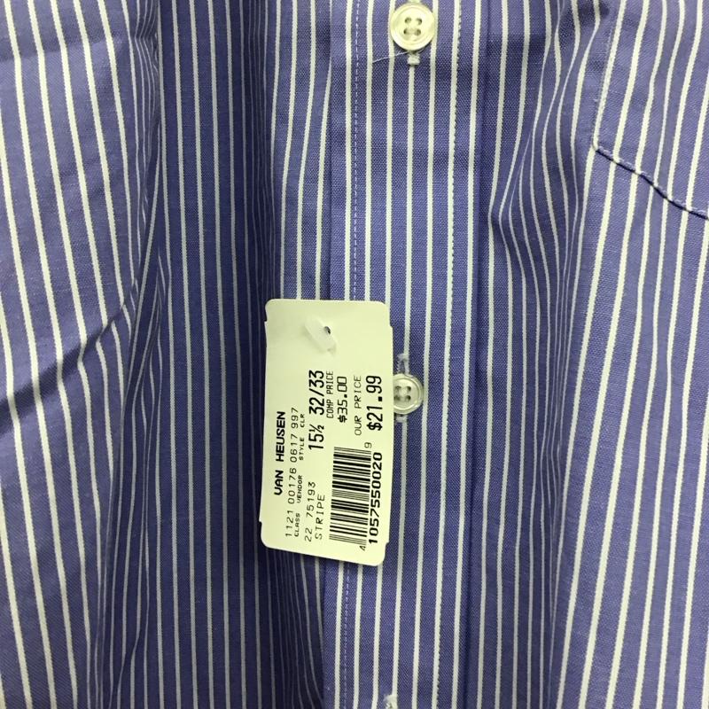 ウ゛ァンヒューゼン VANHEUSEN シャツ、ブラウス 長袖 長袖シャツ ストライプシャツ カラーシャツ ストライプ 白 / ホワイト / X 青 / ブルー /  メンズ USED 古着 中古 10150684