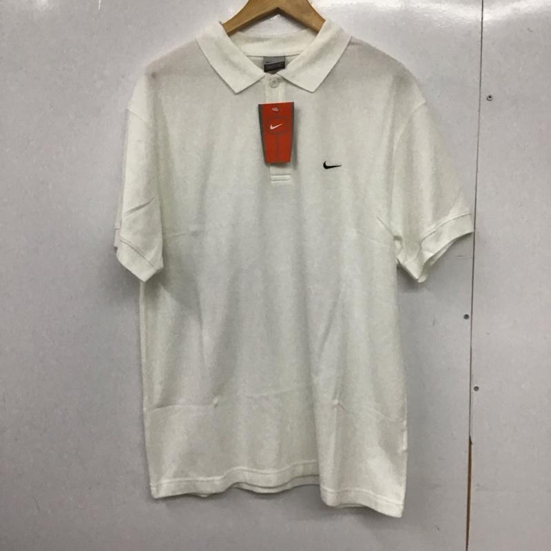 ナイキ NIKE ポロシャツ 半袖 半袖ポロシャツ カラーシャツ 半袖カットソー XL ロゴ、文字 白 / ホワイト /  メンズ USED 古着 中古 10150688