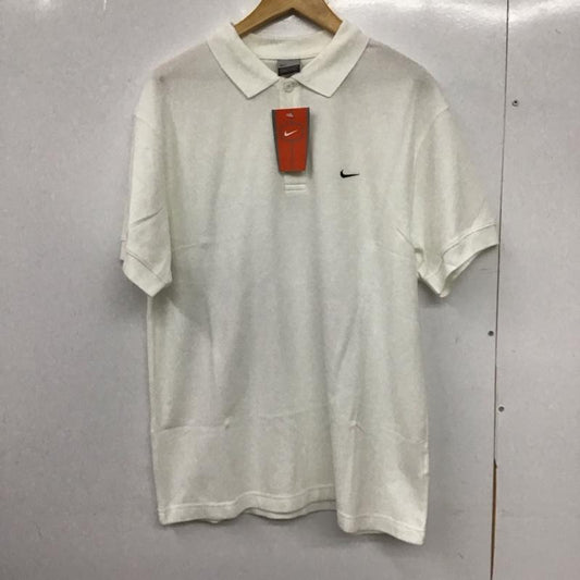 ナイキ NIKE ポロシャツ 半袖 半袖ポロシャツ カラーシャツ 半袖カットソー XL ロゴ、文字 白 / ホワイト /  メンズ USED 古着 中古 10150688