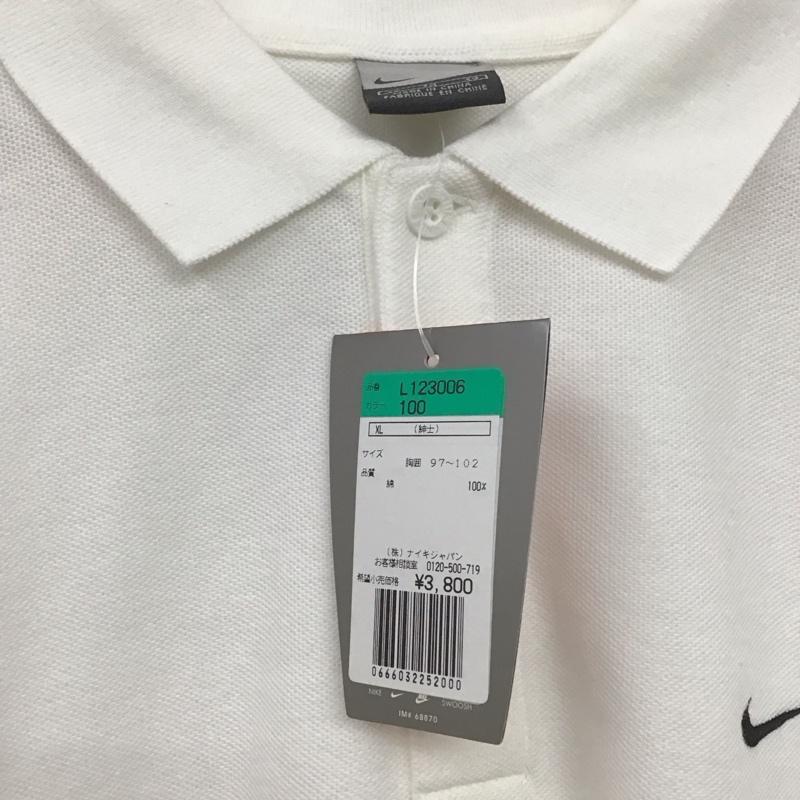 ナイキ NIKE ポロシャツ 半袖 半袖ポロシャツ カラーシャツ 半袖カットソー XL ロゴ、文字 白 / ホワイト /  メンズ USED 古着 中古 10150688