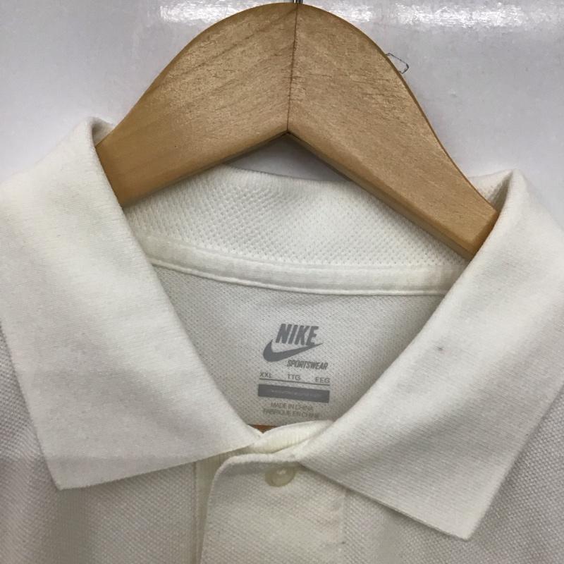ナイキ NIKE ポロシャツ 半袖 半袖ポロシャツ カラーシャツ 半袖カットソー XXL ロゴ、文字 白 / ホワイト /  メンズ USED 古着 中古 10150704