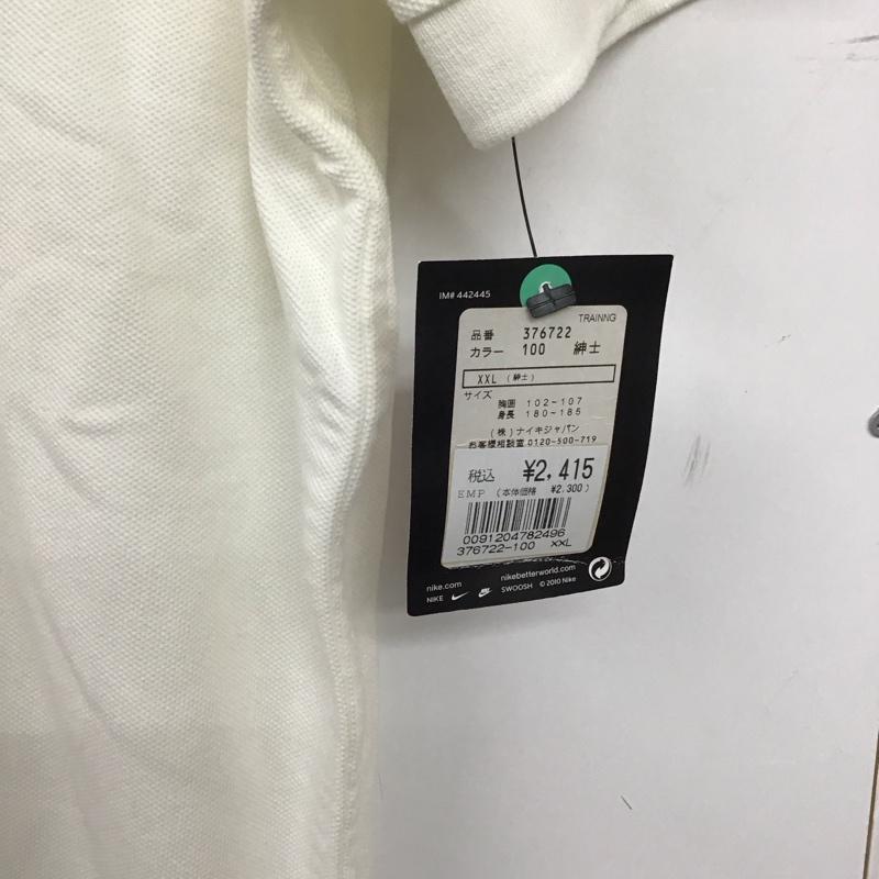 ナイキ NIKE ポロシャツ 半袖 半袖ポロシャツ カラーシャツ 半袖カットソー XXL ロゴ、文字 白 / ホワイト /  メンズ USED 古着 中古 10150704