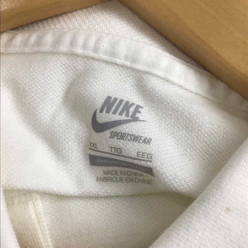 ナイキ NIKE ポロシャツ 半袖 半袖ポロシャツ カラーシャツ 半袖カットソー XXL ロゴ、文字 白 / ホワイト /  メンズ USED 古着 中古 10150704