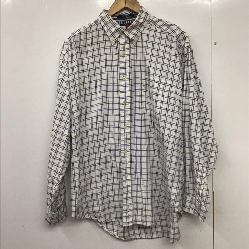 トミーヒルフィガー TOMMY HILFIGER シャツ、ブラウス 長袖 長袖シャツ チェックシャツ カラーシャツ L チェック 白 / ホワイト /  メンズ USED 古着 中古 10150709