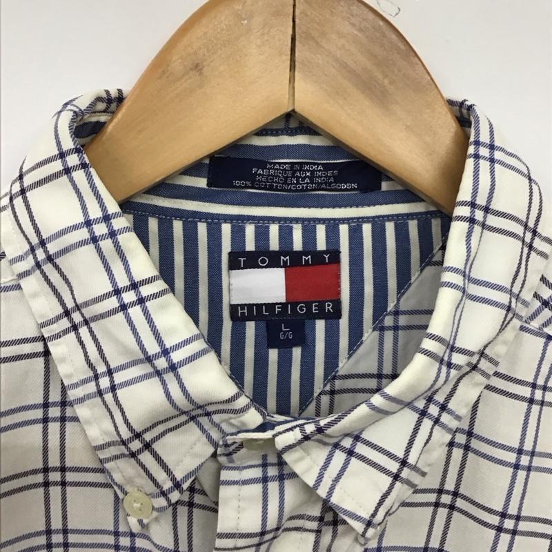 トミーヒルフィガー TOMMY HILFIGER シャツ、ブラウス 長袖 長袖シャツ チェックシャツ カラーシャツ L チェック 白 / ホワイト /  メンズ USED 古着 中古 10150709