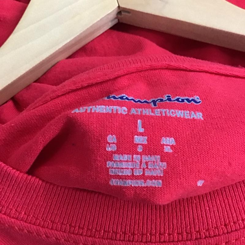チャンピオン Champion Tシャツ 半袖 半袖カットソー プリントTシャツ クルーネックカットソー L 無地 赤 / レッド /  メンズ USED 古着 中古 10150731