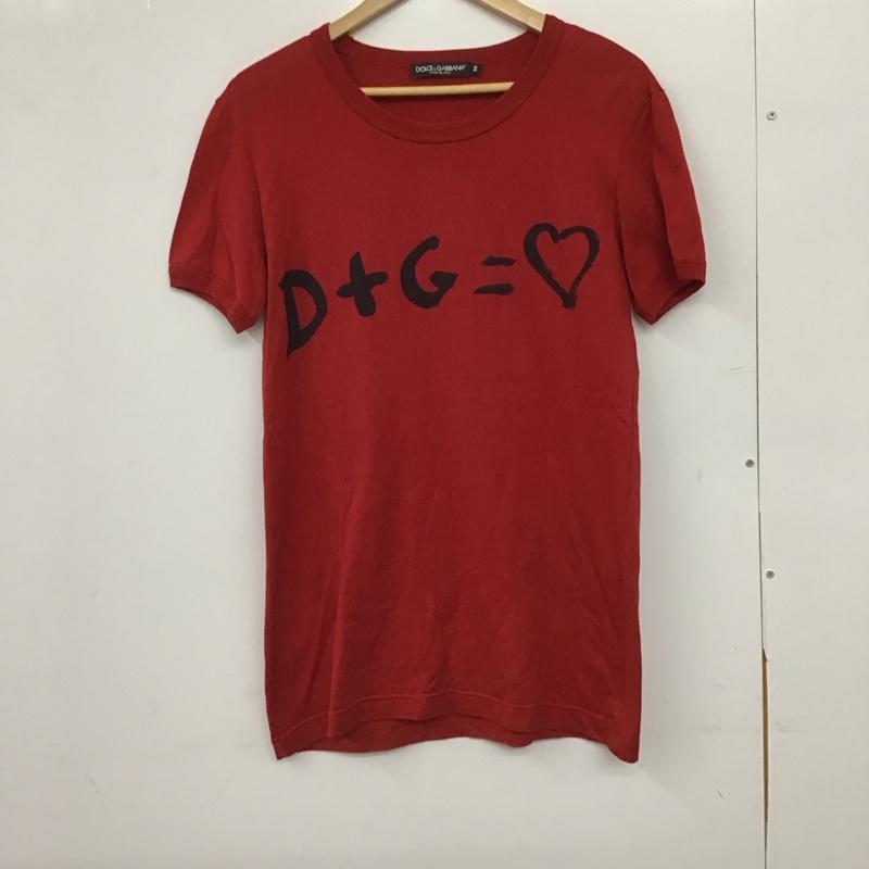 ドルチェアンドガッバーナ DOLCE&GABBANA Tシャツ 半袖 半袖カットソー プリントTシャツ クルーネックカットソー 36 ロゴ、文字 赤 / レッド /  メンズ USED 古着 中古 10150738