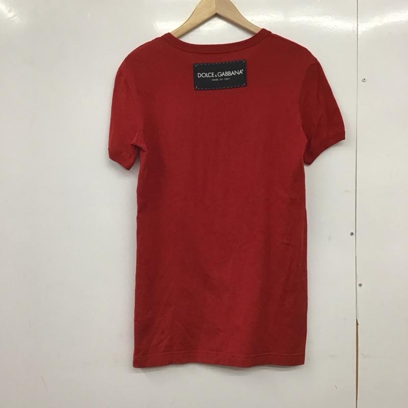 ドルチェアンドガッバーナ DOLCE&GABBANA Tシャツ 半袖 半袖カットソー プリントTシャツ クルーネックカットソー 36 ロゴ、文字 赤 / レッド /  メンズ USED 古着 中古 10150738
