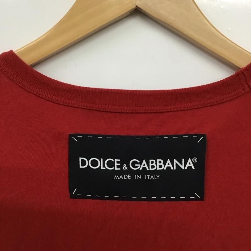 ドルチェアンドガッバーナ DOLCE&GABBANA Tシャツ 半袖 半袖カットソー プリントTシャツ クルーネックカットソー 36 ロゴ、文字 赤 / レッド /  メンズ USED 古着 中古 10150738