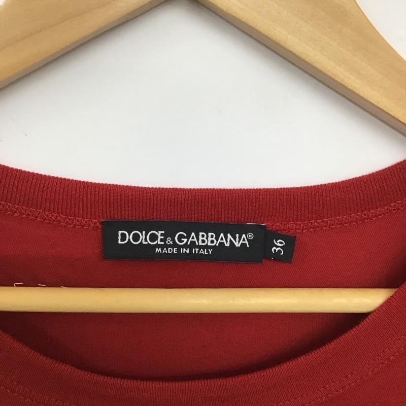 ドルチェアンドガッバーナ DOLCE&GABBANA Tシャツ 半袖 半袖カットソー プリントTシャツ クルーネックカットソー 36 ロゴ、文字 赤 / レッド /  メンズ USED 古着 中古 10150738