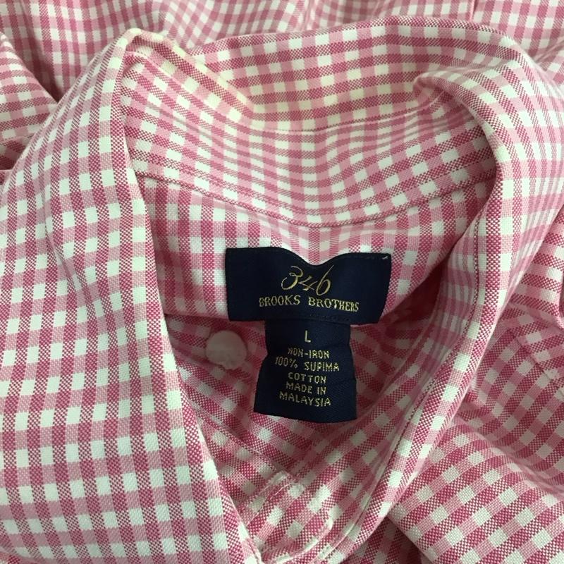 ブルックスブラザーズ BROOKS BROTHERS シャツ、ブラウス 半袖 半袖シャツ チェックシャツ カラーシャツ ボタンダウンシャツ L チェック 白 / ホワイト / X 桃 / ピンク /  メンズ USED 古着 中古 10150744