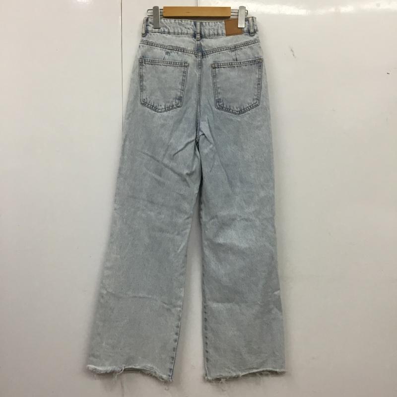 ザラ ZARA パンツ デニム、ジーンズ 6147 071 406 ワイドパンツ クラッシュデニム ダメージ加工 水色 / ライトブルー /  レディース USED 古着 中古 10150776