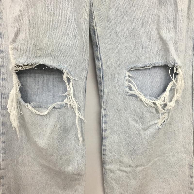 ザラ ZARA パンツ デニム、ジーンズ 6147 071 406 ワイドパンツ クラッシュデニム ダメージ加工 水色 / ライトブルー /  レディース USED 古着 中古 10150776