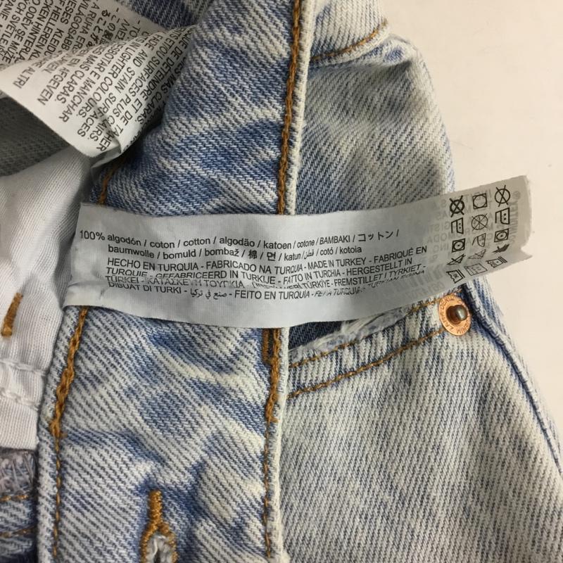 ザラ ZARA パンツ デニム、ジーンズ 6147 071 406 ワイドパンツ クラッシュデニム ダメージ加工 水色 / ライトブルー /  レディース USED 古着 中古 10150776