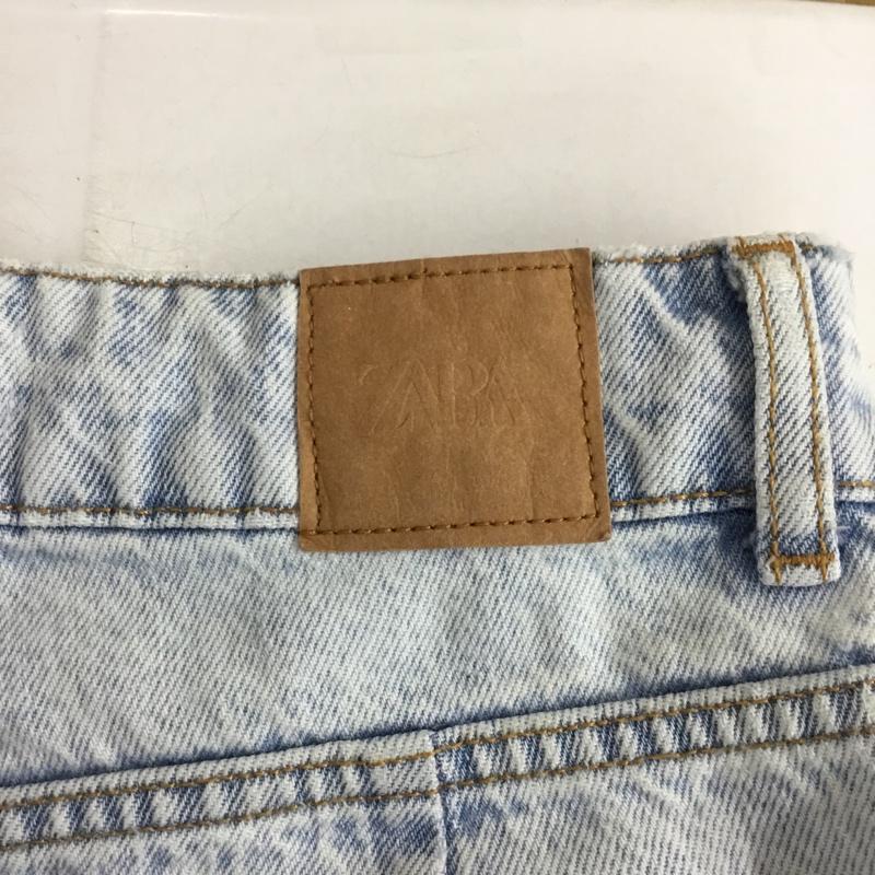 ザラ ZARA パンツ デニム、ジーンズ 6147 071 406 ワイドパンツ クラッシュデニム ダメージ加工 水色 / ライトブルー /  レディース USED 古着 中古 10150776