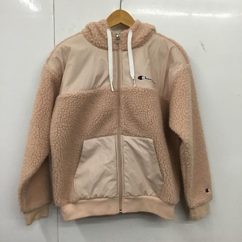 チャンピオン Champion パーカー 長袖 114764 ボアフリースジャケット フーディー S ロゴ、文字 桃 / ピンク /  レディース USED 古着 中古 10150778