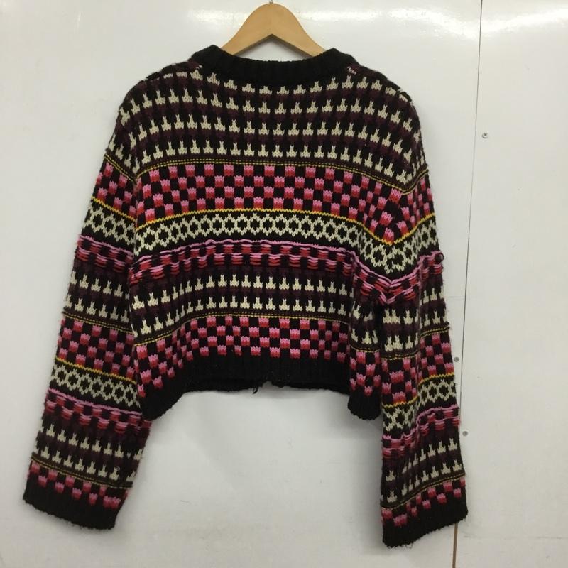 ザラ ZARA カーディガン 長袖 5536 005 050 クルーネック M 総柄 マルチカラー / マルチカラー /  レディース USED 古着 中古 10150786