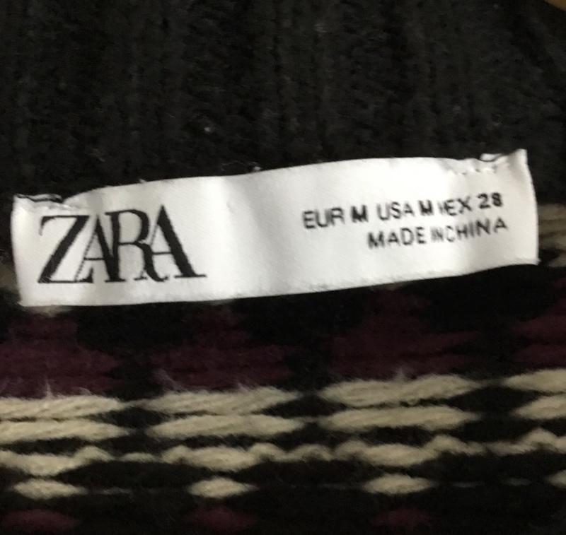 ザラ ZARA カーディガン 長袖 5536 005 050 クルーネック M 総柄 マルチカラー / マルチカラー /  レディース USED 古着 中古 10150786