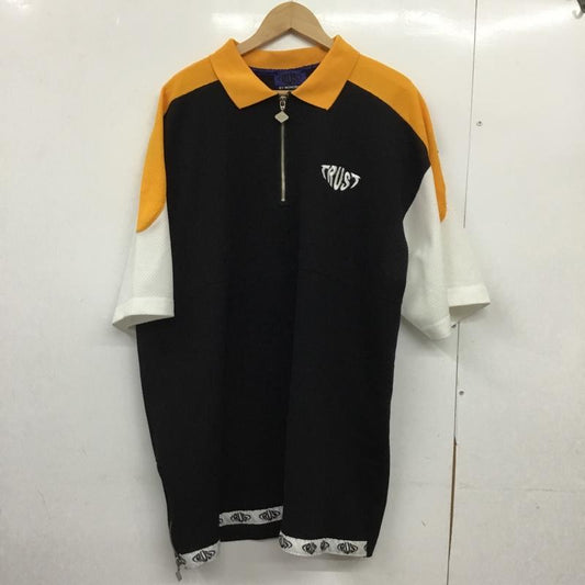 古着 USED ポロシャツ 半袖 Trust by Monobaik ハーフジップ XL ロゴ、文字 白 / ホワイト / X 黒 / ブラック / X 橙 / オレンジ /  メンズ USED 古着 中古 10150787