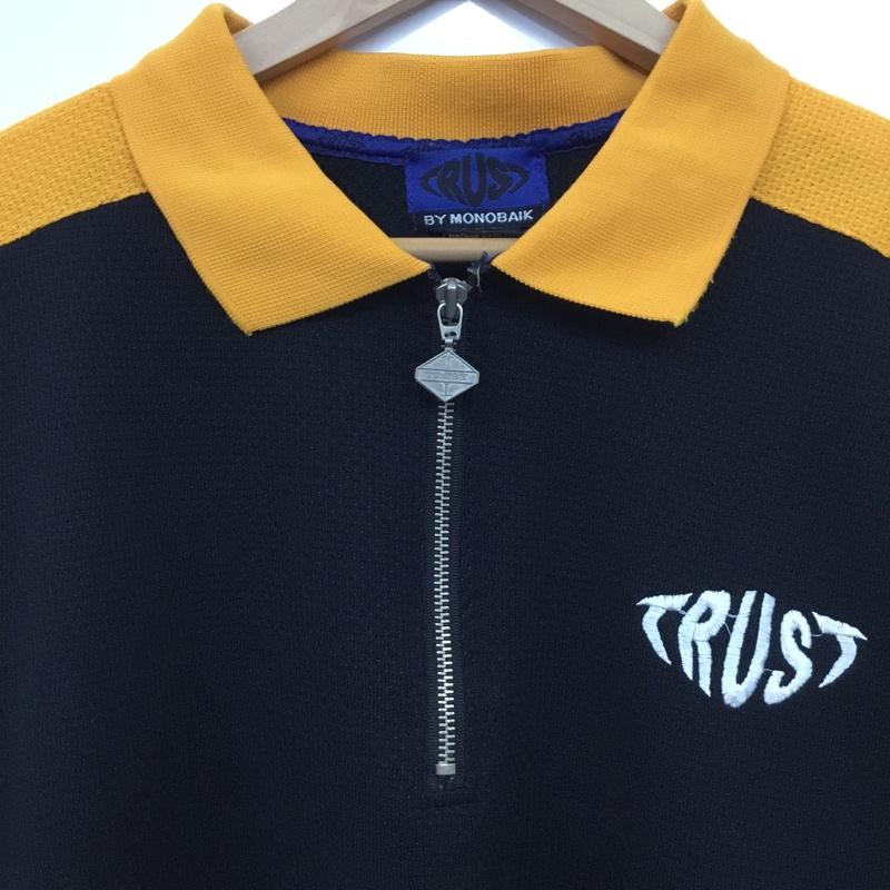 古着 USED ポロシャツ 半袖 Trust by Monobaik ハーフジップ XL ロゴ、文字 白 / ホワイト / X 黒 / ブラック / X 橙 / オレンジ /  メンズ USED 古着 中古 10150787