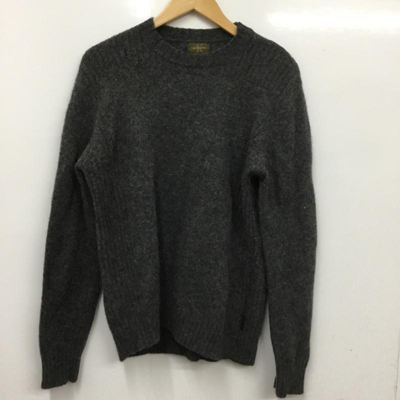 シーケーカルバンクライン CK CalvinKlein ニット、セーター 長袖 クルーネック ウール XL 無地 ダークグレー / ダークグレー /  メンズ USED 古着 中古 10150795