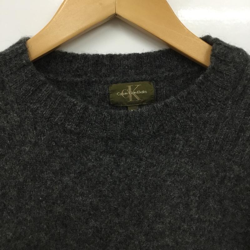シーケーカルバンクライン CK CalvinKlein ニット、セーター 長袖 クルーネック ウール XL 無地 ダークグレー / ダークグレー /  メンズ USED 古着 中古 10150795