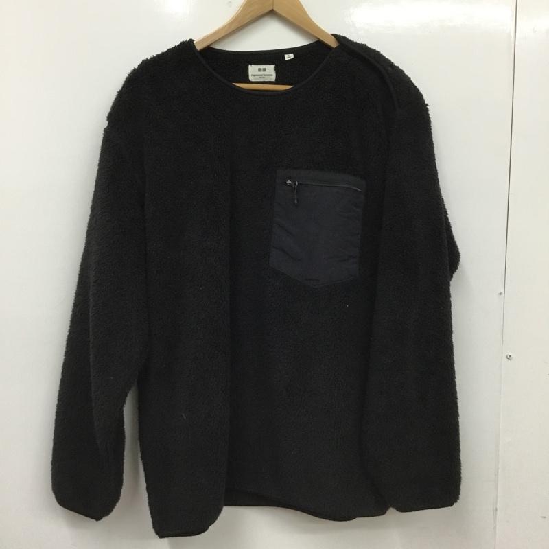ユニクロ UNIQLO トレーナー 長袖 341-423111 Engineered Garments フリースプルオーバー XL 無地 黒 / ブラック /  メンズ USED 古着 中古 10150808