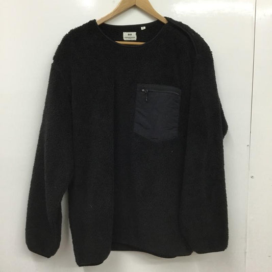 ユニクロ UNIQLO トレーナー 長袖 341-423111 Engineered Garments フリースプルオーバー XL 無地 黒 / ブラック /  メンズ USED 古着 中古 10150808
