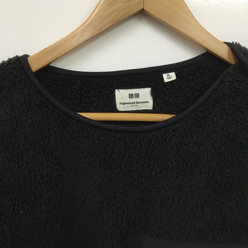 ユニクロ UNIQLO トレーナー 長袖 341-423111 Engineered Garments フリースプルオーバー XL 無地 黒 / ブラック /  メンズ USED 古着 中古 10150808