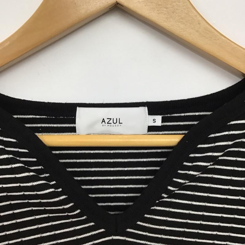 アズールバイマウジー AZUL BY MOUSSY カットソー 長袖 S ボーダー柄 白 / ホワイト / X 黒 / ブラック /  レディース USED 古着 中古 10150811