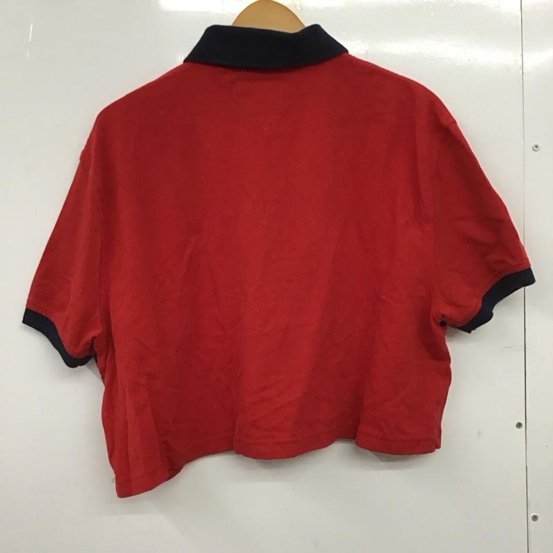 トミーヒルフィガー TOMMY HILFIGER ポロシャツ 半袖 クロップド丈 XL ロゴ、文字 赤 / レッド / X 紺 / ネイビー /  レディース USED 古着 中古 10150816