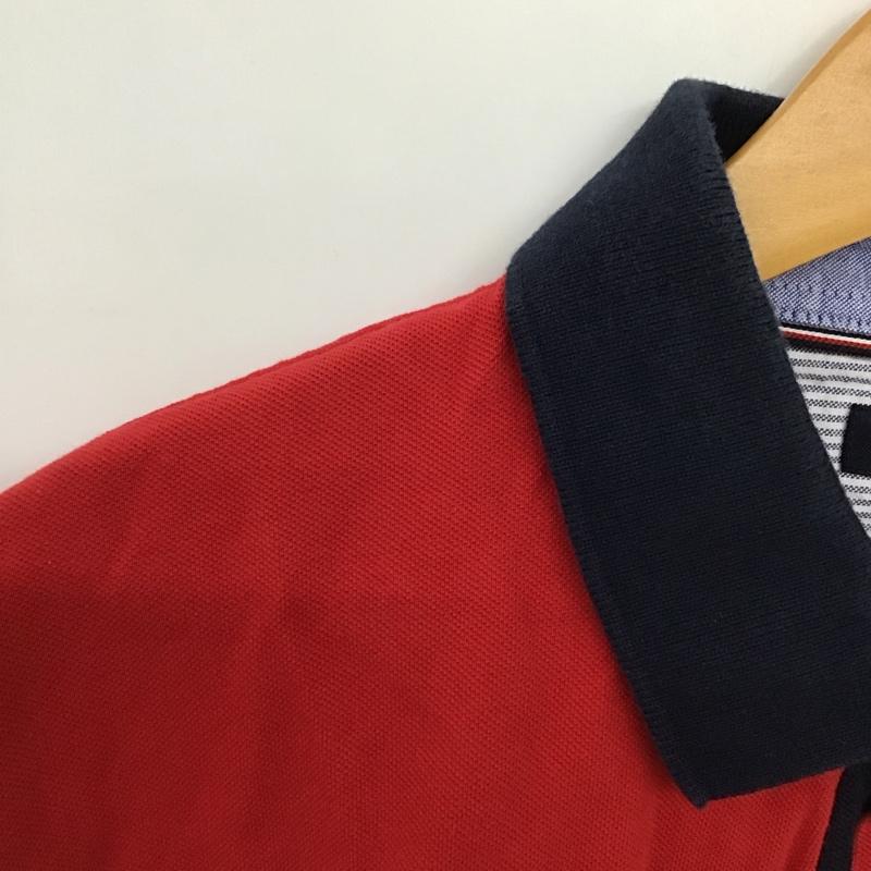 トミーヒルフィガー TOMMY HILFIGER ポロシャツ 半袖 クロップド丈 XL ロゴ、文字 赤 / レッド / X 紺 / ネイビー /  レディース USED 古着 中古 10150816