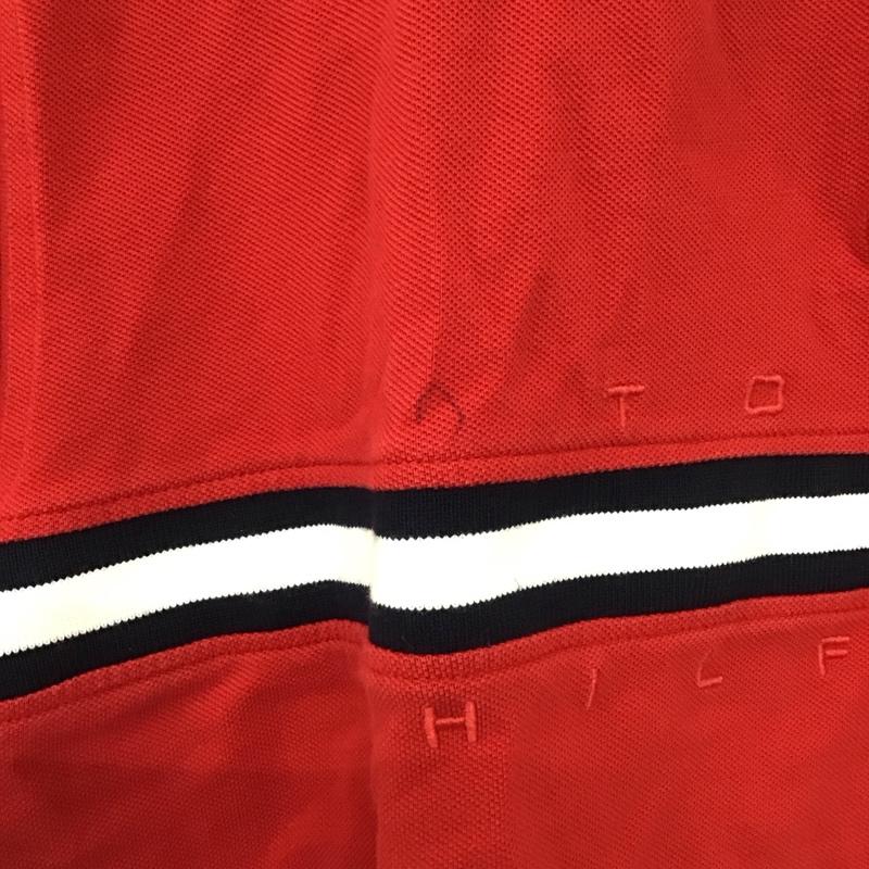 トミーヒルフィガー TOMMY HILFIGER ポロシャツ 半袖 クロップド丈 XL ロゴ、文字 赤 / レッド / X 紺 / ネイビー /  レディース USED 古着 中古 10150816