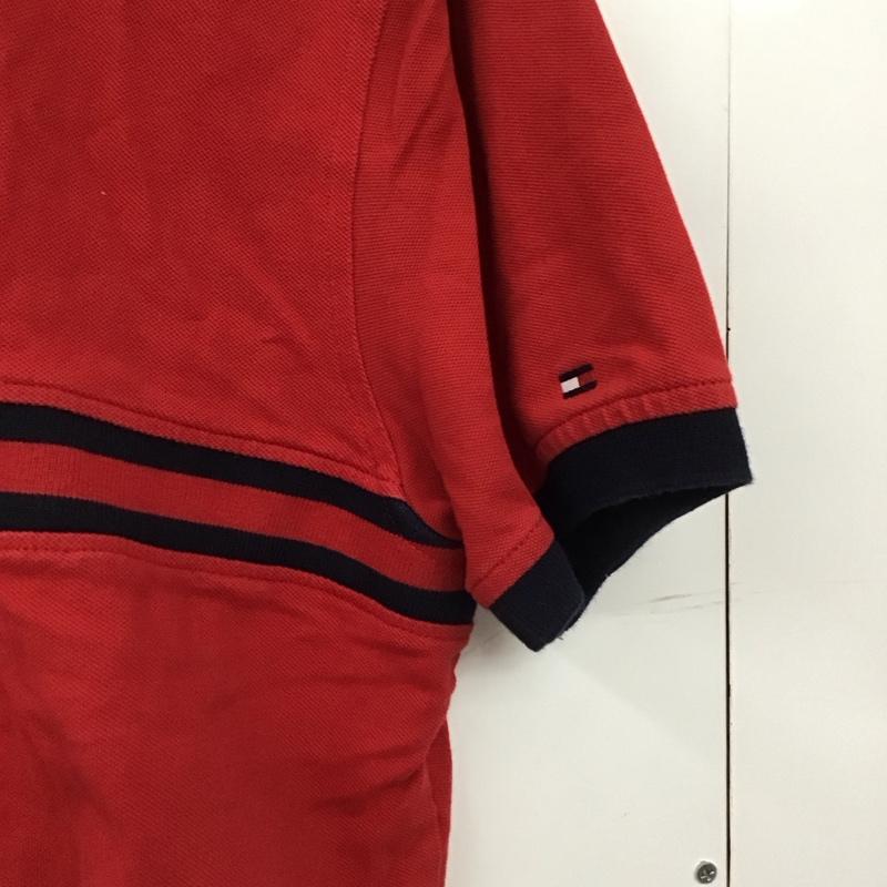 トミーヒルフィガー TOMMY HILFIGER ポロシャツ 半袖 クロップド丈 XL ロゴ、文字 赤 / レッド / X 紺 / ネイビー /  レディース USED 古着 中古 10150816