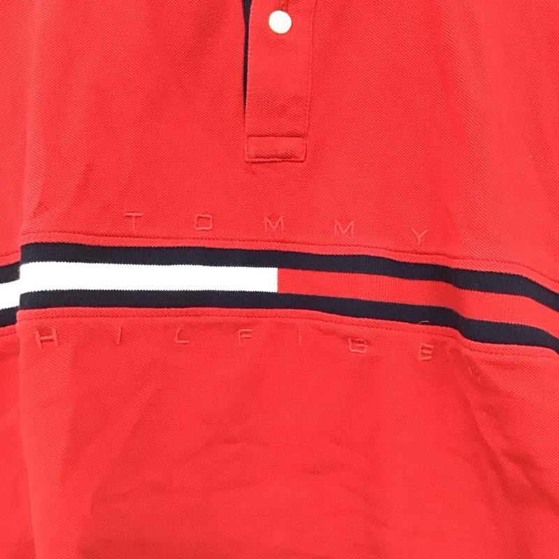 トミーヒルフィガー TOMMY HILFIGER ポロシャツ 半袖 クロップド丈 XL ロゴ、文字 赤 / レッド / X 紺 / ネイビー /  レディース USED 古着 中古 10150816