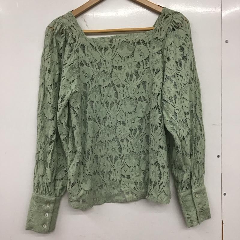 レイカズン Ray Cassin カットソー 長袖 512-136020 スクエアネック レース FREE レース柄 薄緑 / ライトグリーン /  レディース USED 古着 中古 10150820